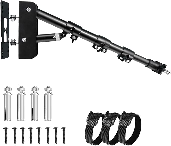 EMART Ring Light Wall Mount Boom Arm, Adjustable 42in/106cm Mounted Overhead Stand, 180°Rotation Heavy Duty Triangle Bracket Mounting Bar for Camera, Photography Lighting, Barber Led Lamp
