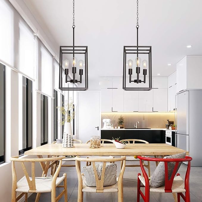 3 Light Farmhouse Chandelier Black Fixture
