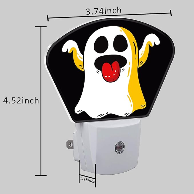 Halloween Funny Cute Ghost Night Light for Kids, Halloween LED Night Light Plug into Wall with Dusk to Dawn Sensor for Girls Boys Women Men Bedroom, Hallway, Kitchen, Bathroom, Stairs Decor