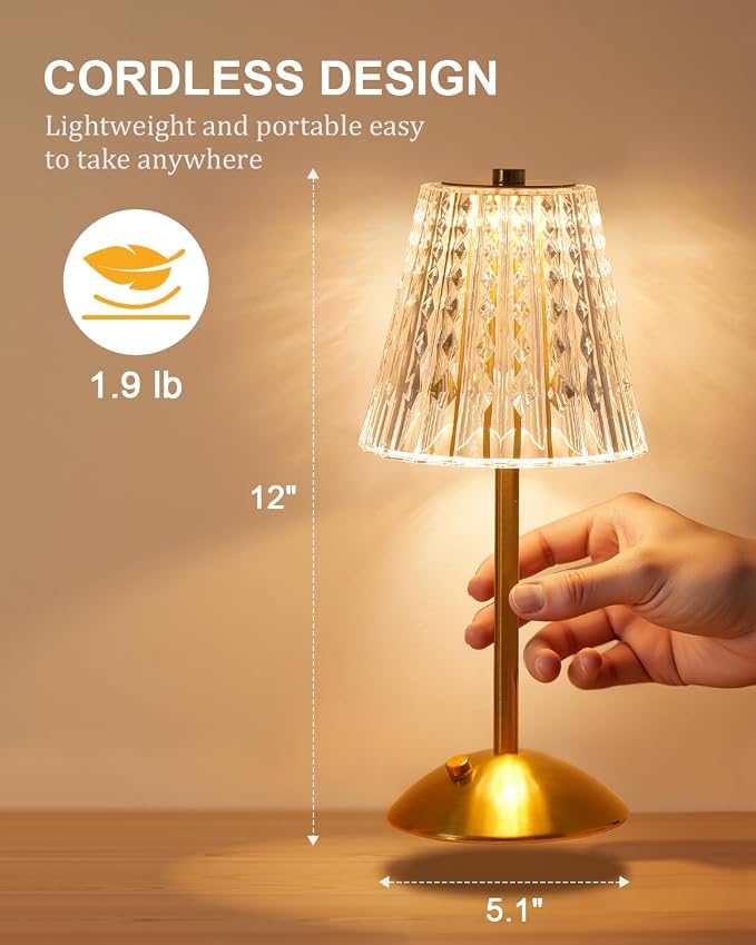 Nusogon 4 Pack Rechargeable Cordless Table Lamp, Touch Control Desk Lamp | 3 Color Dimmable LED Gold Small Lamp for Bedroom Bedside Restaurant Kitchen Home Decor