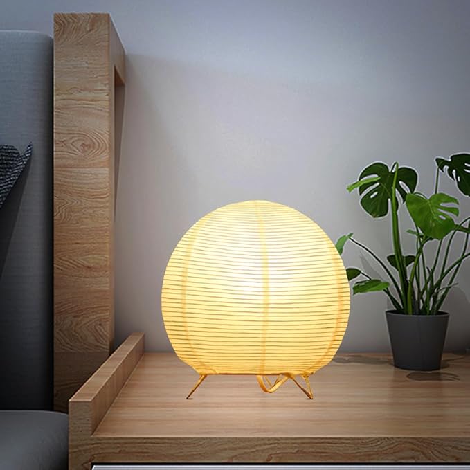 Small Table Lamp, Cute Paper Lamp, Ambient Lighting Lamp, Cozy Bedside Lamp, Minimalist Warm Glow Light for Bedroom Living Room Kids Room Dorm