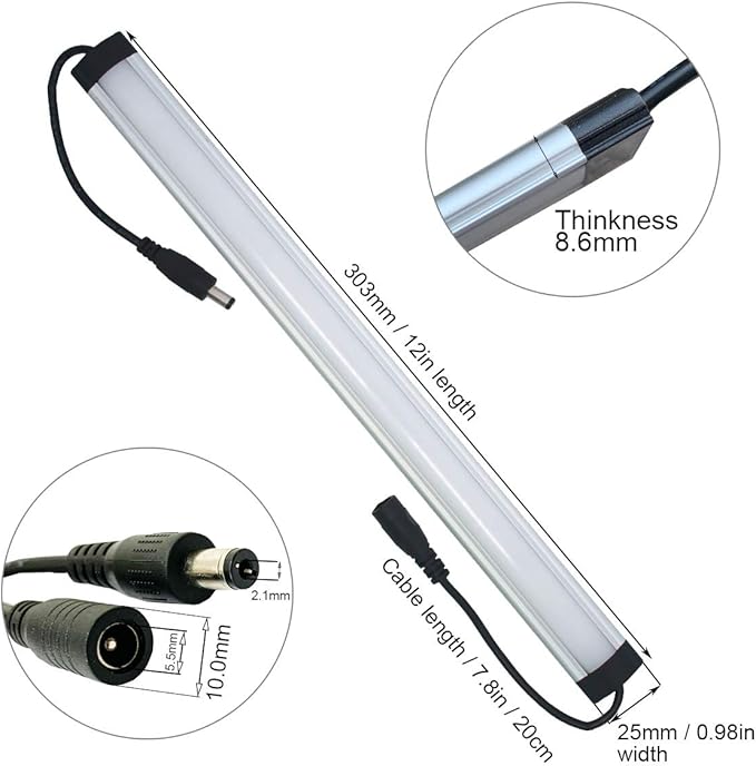 Litever Under Cabinet LED Light Bar Kits Plug in 3 pcs 12 inches Light Bars per Set Warm White 3000K 20W 1000 Lumen Dimmable for Kitchen Cabinets Counters Bookcases (3 Bars Kit-3000K)
