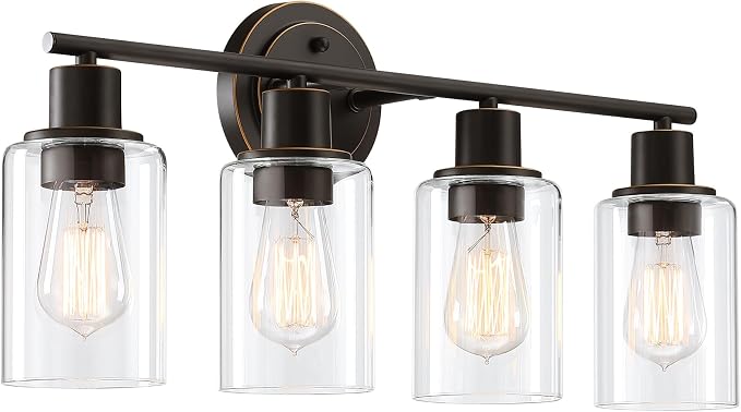 4-Light Oil Rubbed Bronze Bathroom Lighting Fixtures Over Mirror 4-Light Bathroom Vanity Light Oil Rubbed Bronze Vanity Wall Sconce Over Sink