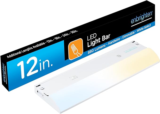 Enbrighten 12 inch Hardwired Under Cabinet Lights, 880 Lumens, Five White Settings from (2700K-6500K), Full Range Dimmable, Under Counter Light, Linkable Under Counter Lights for Kitchen 82920-T1