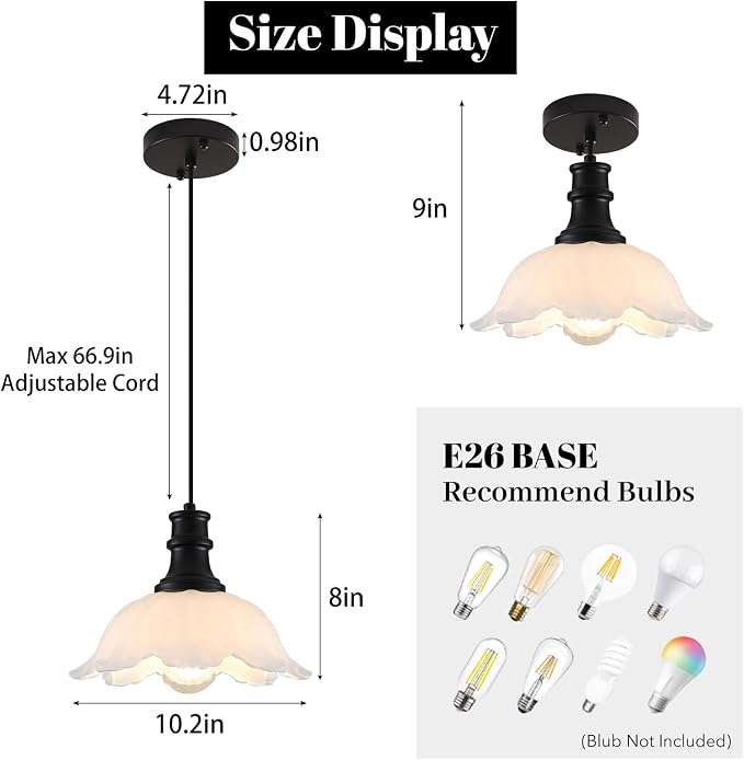 White Pendant Light, Kitchen Pendant Light Over Island, Island Lights for Kitchen, Flower Pendant Light Fixture, Vintage Pendant Lighting for Kitchen Island, Dining Room