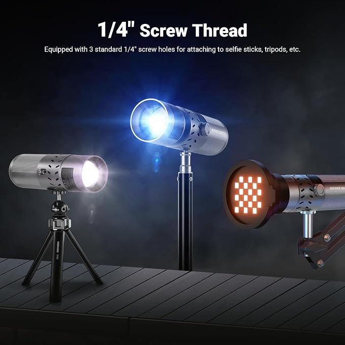 NEEWER BASICS 20W RGB Photography Flashlight with 4 Colors/20 Gobo Filters, Built in 49.95Wh Battery, 6300K CRI95+ Portable LED Spotlight Ambient Sunset Light for Video Recording Studio Lighting, FL20