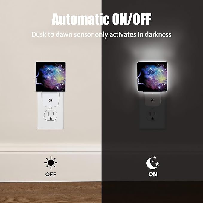 Abstract Girl Night Light, Starry Sky Night Lights Plug into Wall Decor for Bedroom, Bathroom, Hallway, Kitchen, Dusk to Dawn Sensor Nightlights for Girls Women Room Gifts