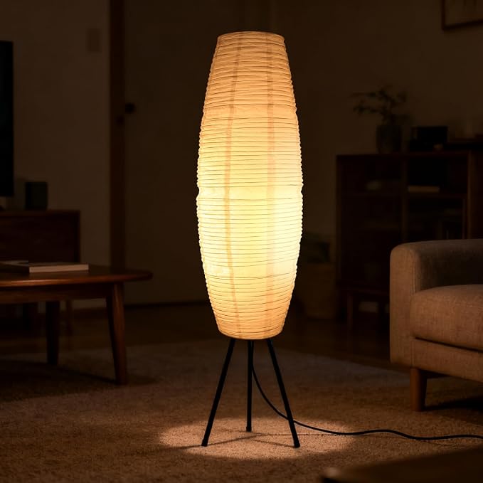 Uonlytech Paper Floor Lamp Shade Replacement, Foldable Standing Lampshade Japanese Style Paper Floor Light Cover Accessories for Bedroom Floor Light, White