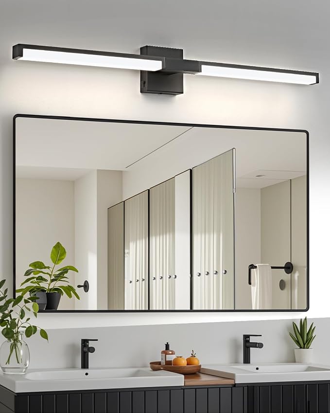 Modern Bathroom Light Fixtures Over Mirror, 40 Inch Matte Black Vanity Light Bar for Bathroom, 24W 5CCT Diammable Wall Light
