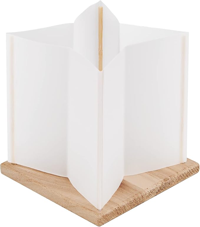 10 Pack 6" Star Shaped Floating Lanterns with Waterproof Wooden Base Sets, Paper Water Lanterns Decoration with LED Tealight Candle (10Sets Lanterns+Candles)