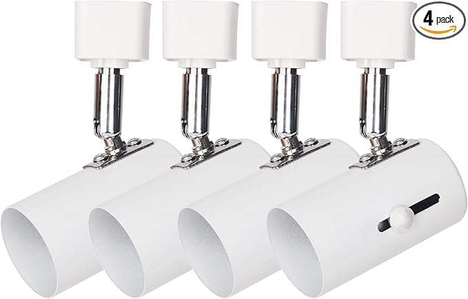White line Voltage Track Lighting Heads E26 H Type(no Bulb), ETL Listed,4Pack