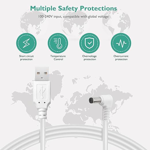 Power Cord for Astronaut Space Projector, Charging Cable Compatible with Mooyran Night Light Projector Replacement Led Lights Charger Adapter