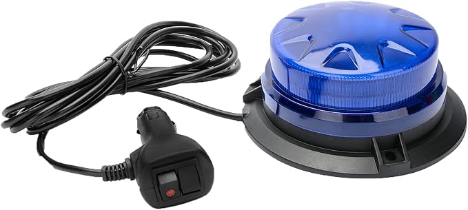 Blue Led Emergency Strobe Beacon Lights for Car Vehicles 12V 24V 24-LEDs | Magnetic Mount, 8 Flash Model, Warning Safety Flashing, Rooftop Signal Lamp for Forklife Construction Truck Tractor Golf SUV
