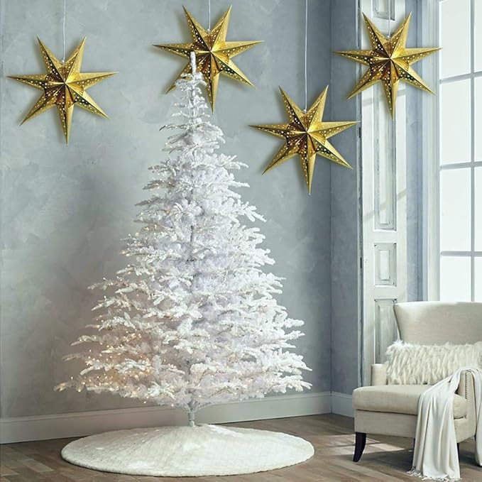 Paper Star Lantern Decoration (Galaxy Gold 7-Point Shining Star) - Perfect for Weddings, Christmas Holiday, Birthday Party Celebration & Home Decor