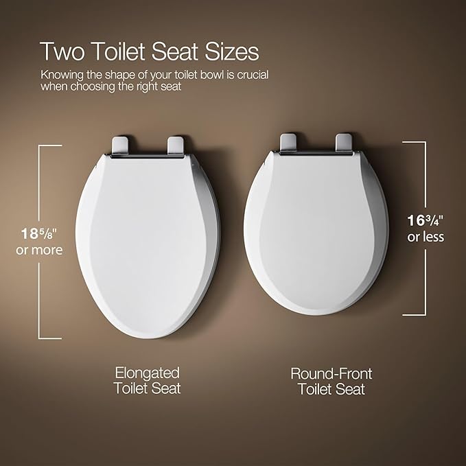KOHLER 4734-RL-0 Rutledge ReadyLatch Soft Close Elongated Toilet Seat, Quiet-Close Lid Grip-Tight Bumpers, Installation Hardware, Home Essentials, White (Pack of 2)