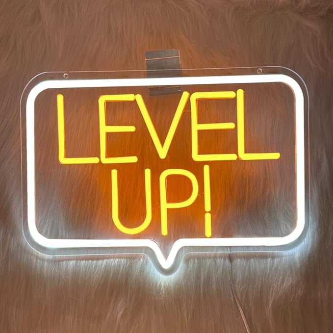 Level Up Neon Sign,Gaming Neon Light for Teens Room Decor, Arcade Games Victory Light Up Signs for Gamer Room Decor,for Teens, Boys, Gamer Gifts(16.73x10.62 inches)