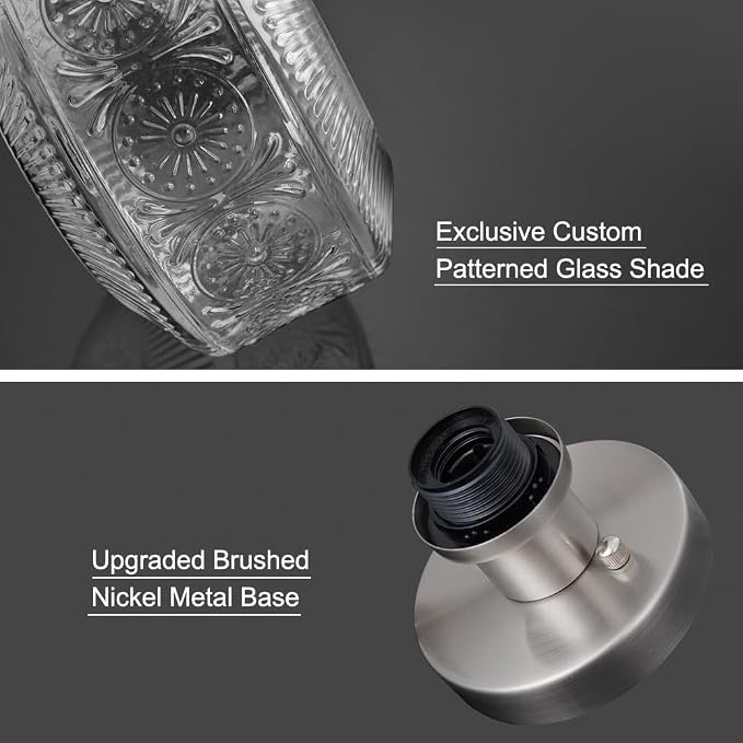 DSMJFU Semi Flush Mount Ceiling Light, Vintage Small Ceiling Light Fixture, Thickened Glass Hallway Light Fixture, Brushed Nickel Kitchen Ceiling Mount Lamp for Entry Way, Bedroom, Bathroom