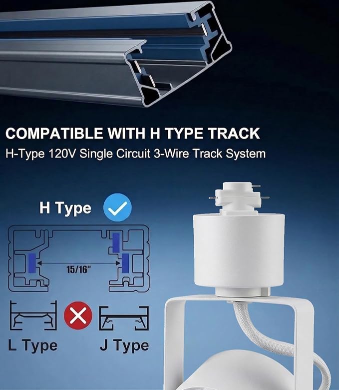 10W LED Track Lighting Heads - Adjustable H Type Track Lights for Retail & Artwork, Cool White 4000K, 1000lm, 120V, 24° Angle Halo Type, White, Pack of 20