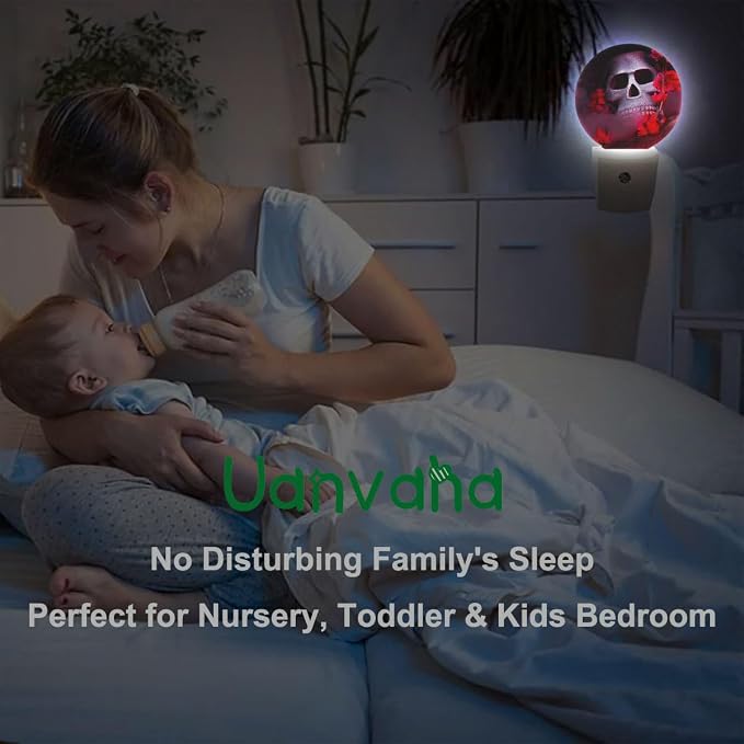 Red Plug-in Nightlight Spider Skull Decorative Night Light Auto Sensor Energy Efficient Dusk to Dawn LED Lighting Home Decor