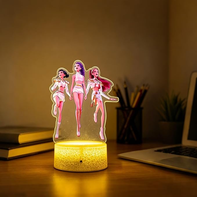 Cartoon Night Light, Korea Pop 3D Illusion Lamp with 16 Colors Changing, Timer Function, 4 Flash Modes and Dimmable, Room Decoration, Holiday Xmas Gifts