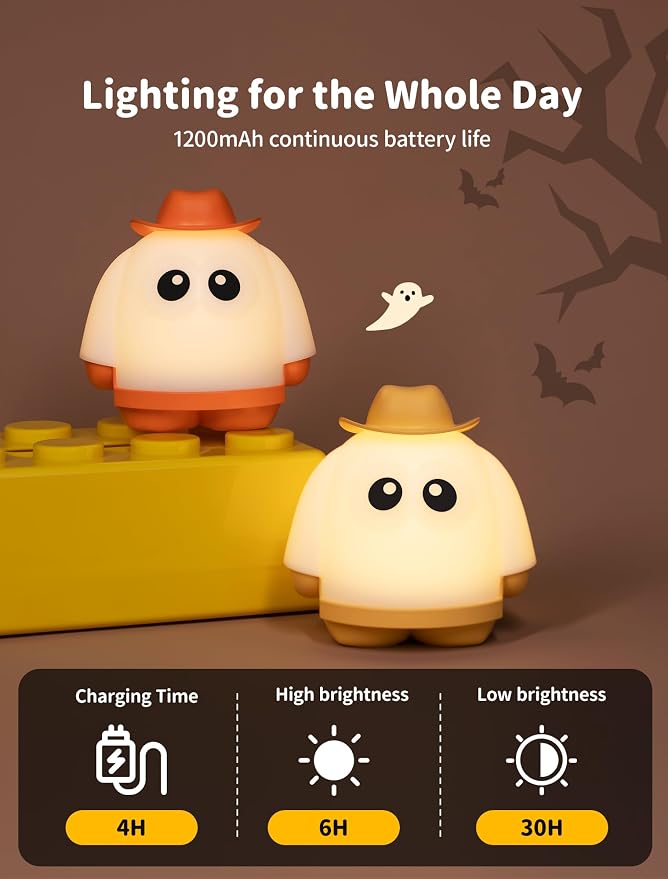 Halloween Ghost Night Light, Dimmable Ghost Lamp for Spooky Decor | Rechargeable Ghost Lights with Timer, Portable Table Lamps, Spooky Halloween Lights, Cute Halloween Decorations Indoor Gifts