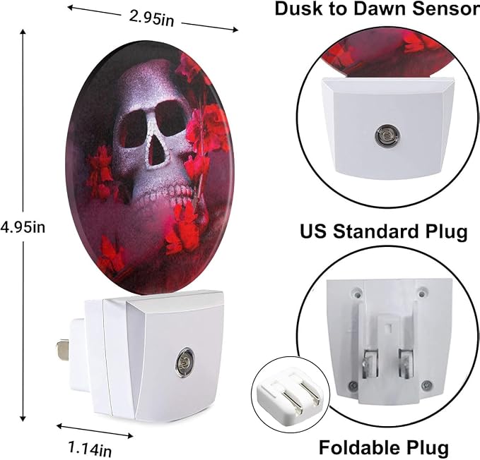 Red Plug-in Nightlight Spider Skull Decorative Night Light Auto Sensor Energy Efficient Dusk to Dawn LED Lighting Home Decor