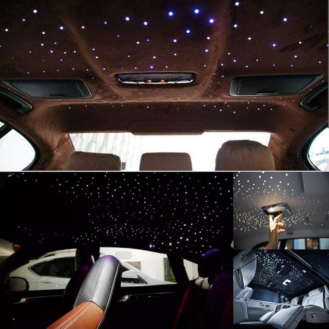 AKEPO 10W Fiber Optic Lights kit Twinkle+ APP Control + Music Effect for Star Ceiling Sky Light Car Home Use, RGBW Light Engine+Optical Fiber Cable 375pcs of 9.8ft/3m(0.03+0.04+0.06in)+28key Remote