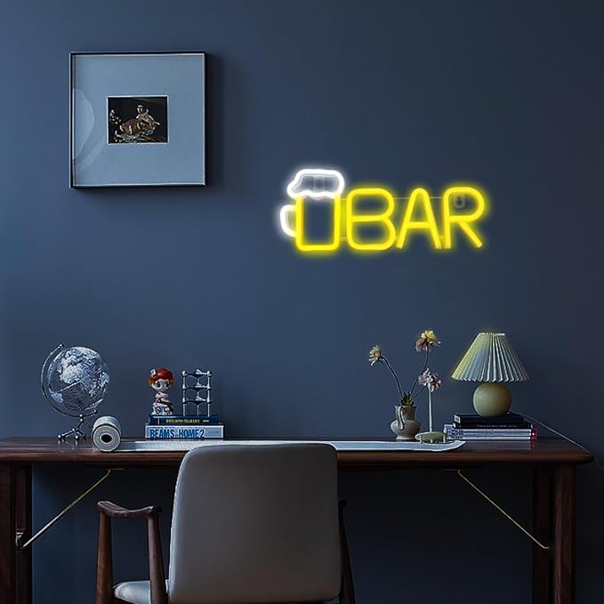 ENUOLI Bar Neon Sign, Beer Neon Light Bar LED Light,USB/Battery Powered Led Sign for Man Cave,Neon Sign for Wall Decor,Light Up Sign for Home,Club,Party Decor(Warm White)