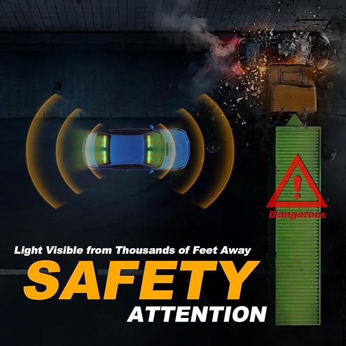 Emergency Dash Strobe Lights Warning Hazard Safety Front/Rear Interior Windshield Lights w/Suction Cups Deck Split Mount for Vehicles Trucks Volunteer Vehicles 2x17.7, Amber/Green