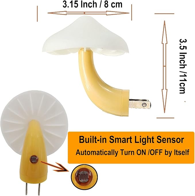 AUSAYE Sensor LED Night Light Plug in Lamp Mushroom Night Light 7-Color Changing Magic Pretty Mushroom-Shaped Night Lights for Adults Kids NightLight | 7-Color Changing Plug in Lamp, Magic Pretty Mushroom-Shaped Night Lights for Adults Kids NightLight