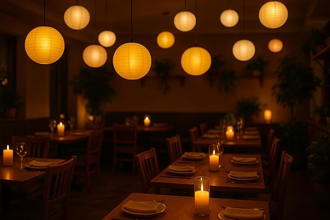 Pack of 6 Round Paper Lantern Lamp Paper Lanterns Party Decorations (Yellow, 8"/20CM)