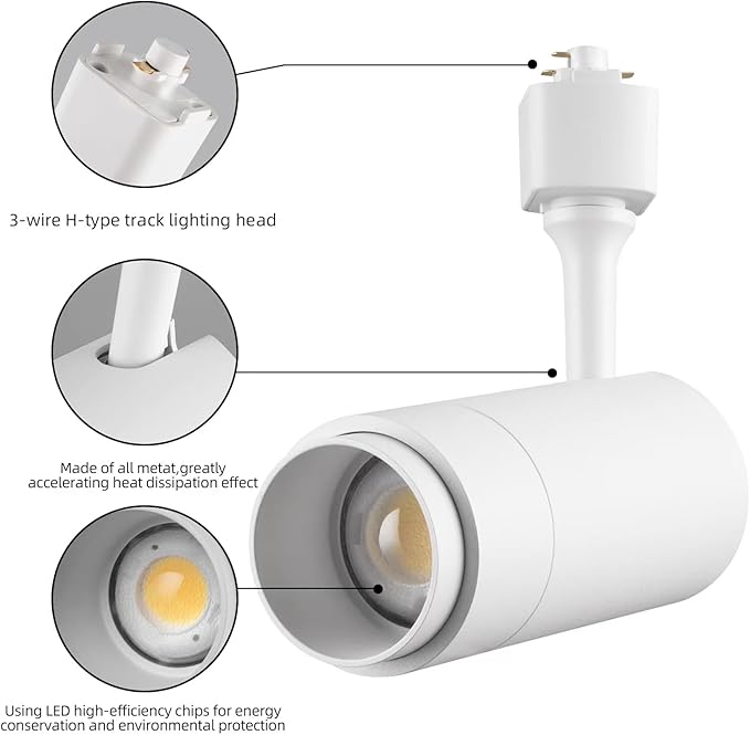 LED Track Lighting Heads Dimmable 24W 5CCT 2700K/3000k/3500k/4000k/5000k,Single Circu H Track Lighting Heads,Zoomable Beam 15° to 60° Ideal for Accent Art and Task Lighting,(3 Pack - White-5CCT)