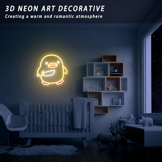 Duck Neon Sign for Bedroom Decor, Dimmble Cute Duck LED Neon Light | Funny Room Decor, Gamer Gift, Kawaii Aesthetic, Bedroom, Game Room, Man Cave, Mood Lighting, USB Powered, Premium Finish