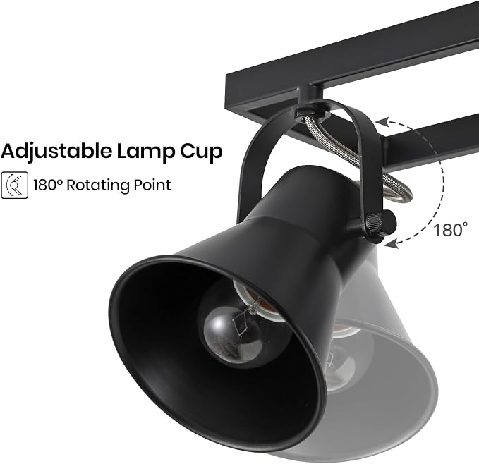 KEESFU Modern Kitchen Track Lighting Fixtures Ceiling,Black 6 Light Track Lighting with Rotatable Light Heads,Industrial Ceiling Spotlight for Kitchen Living Room Laundry Entrance.