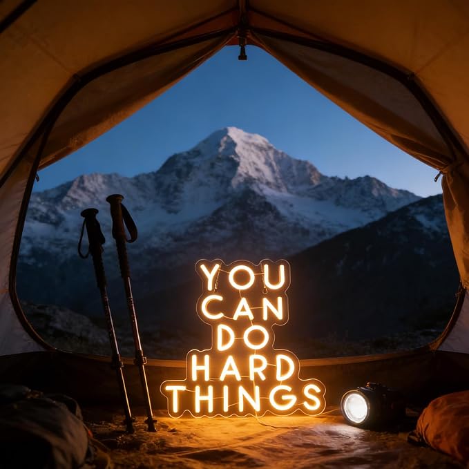 You Can Do Hard Things Wall Hanging Neon Sign, Positive Quotes Decorative Neon Lights for Classroom Wall Decor, Kids Room Wall Hanging Banners, Playroom Wall Decor Neon Light Sign(warm white)