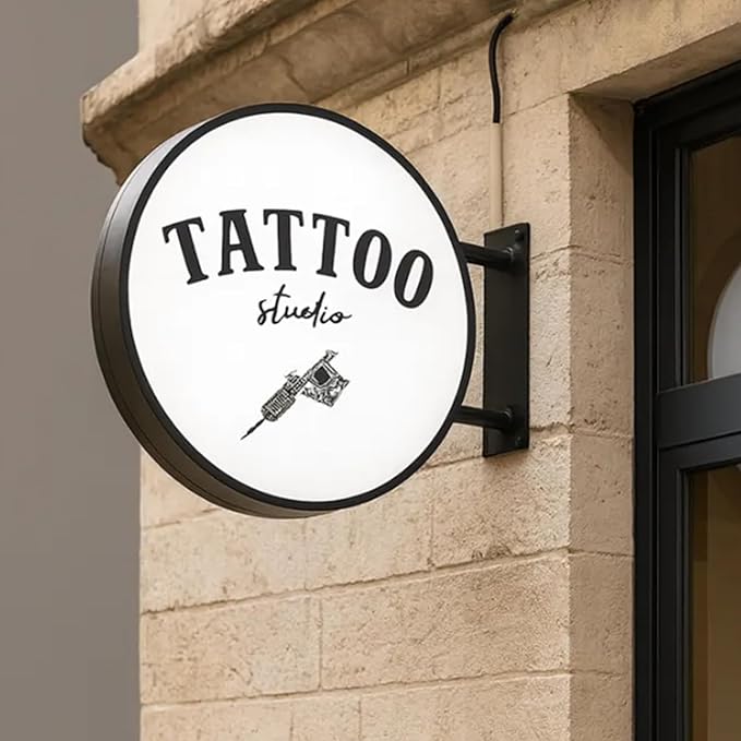 Custom Lightbox Logo Sign for Business, Outdoor Round LED Sign Personalized | for Shop Salons Cafes Bar Restaurant Advertising Light, Double/Single Sided Storefront Wall Decor, Waterproof, Upload Picture