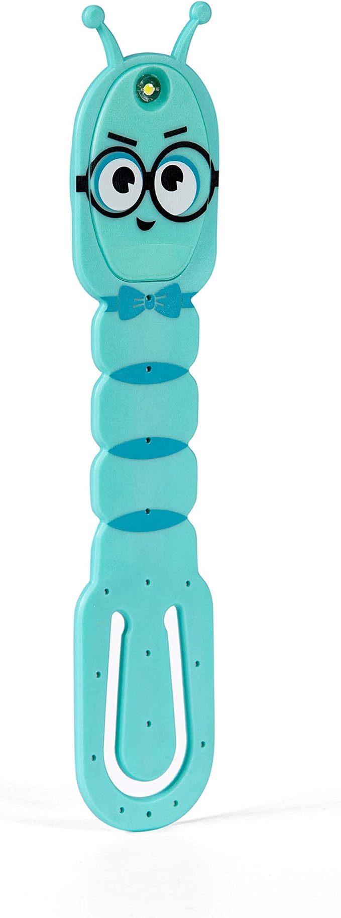 Gifts for Readers & Writers Book Light for Kids, Clip On Reading Light for Bed, 2in1 Flexilight Pals & Bookmark, Small & Lightweight with a Soft Glow, 2 Batteries Included, Bookworm Teal