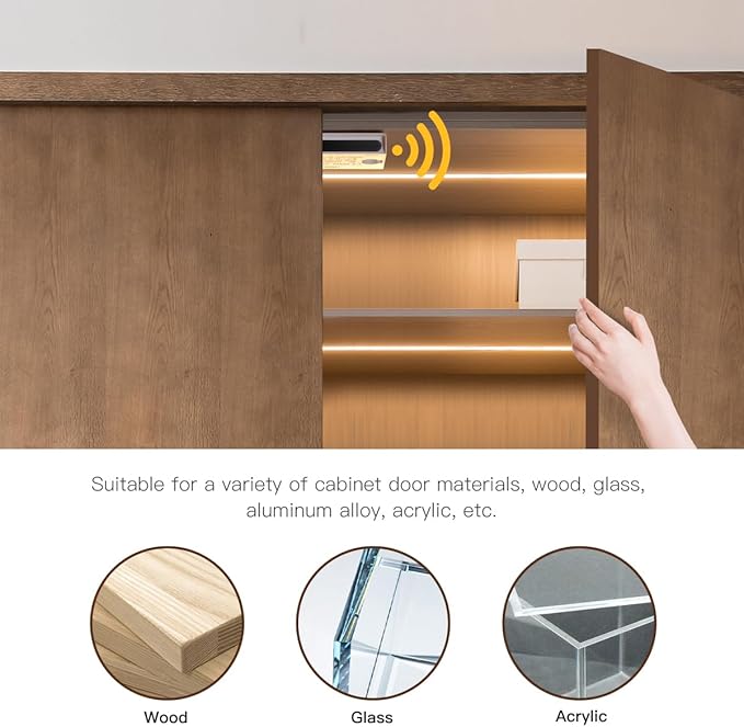 AIMENGTE 12V COB LED Cabinet Lights Strip with Dual-Door Sensor, 6 x 3.3ft Cuttable Under Cabinets Lighting for in-Cabinet, Locker, Closet, Showcase, Gun Safe (Warm White)