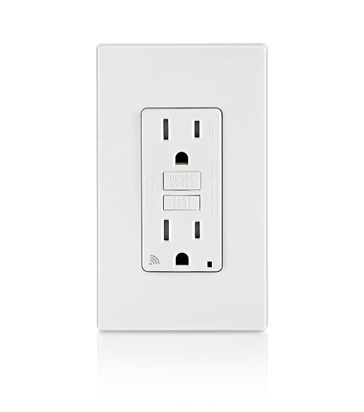 Leviton Smart GFCI, 15 Amp, Self Test, Tamper-Resistant with LED Indicator Light, Send Notifications Directly to Your Smartphone, D2GF1-KW, White