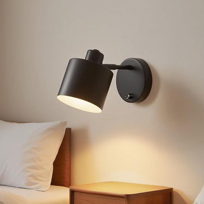 Lightess Black Farmhouse Hardwired Wall Sconce with Dimmer Switch Set of 2 | Dimmable Switch Wall Lights Industrial Rustic Housing, Hardwired Mount Works Great For Bedroom Hallway Living Room Indoor