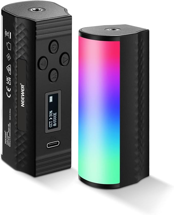 NEEWER Basic 2 Pack Magnetic Handheld Light Wand, 360° Full RGB Mini LED Video Light Stick with 2500mAh Battery,2500-8500K Dimmable Camera Tube Light for Photography TikTok YouTube Vlog,TL96RGB