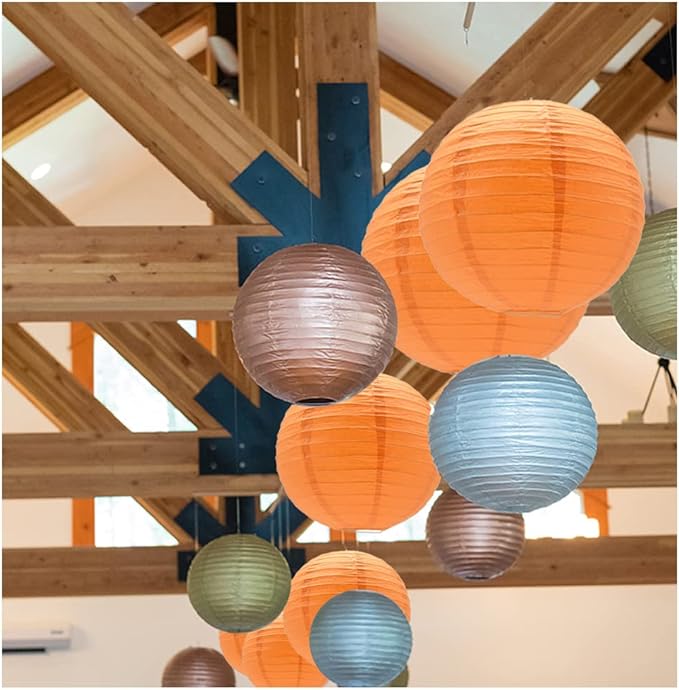 3pcs Paper Lanterns Decorative Round Chinese Paper Lanterns for Birthday Halloween Wedding Baby Bridal Shower Home Decor Party Decoration (12in/Orange)
