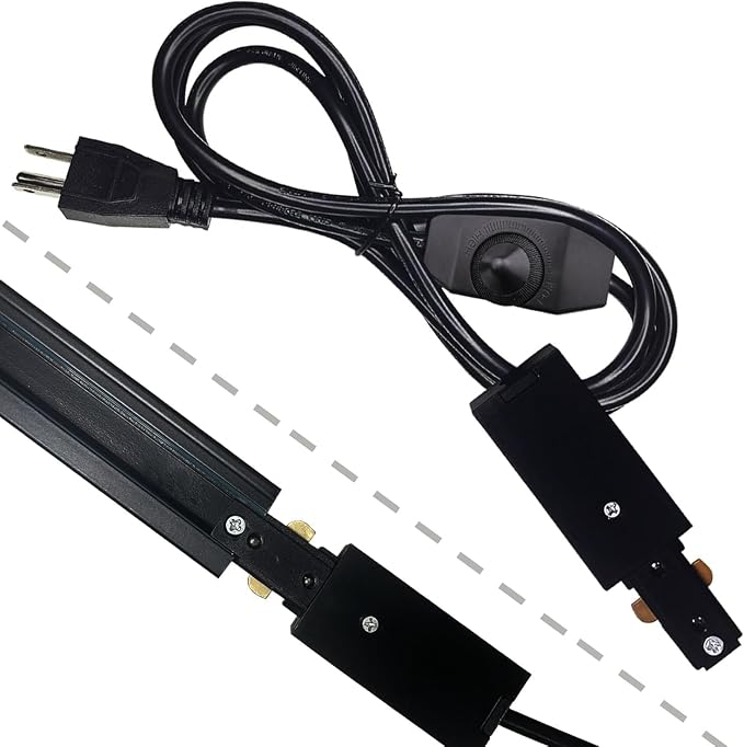Track Lighting Live End Cord Kit, 9.84FT H Track Live End Feed Connector, Suitable for H Type Single Circuit 3-Wire-1 Track Lighting Systems