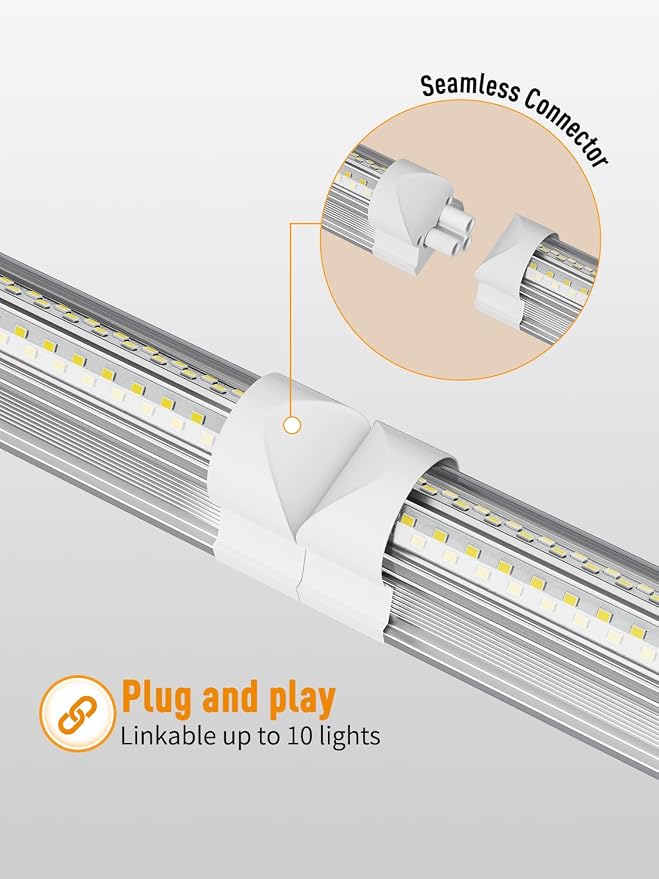 LED Shop Light, 25W 3750LM 6000K Super Bright(6 Pack) | Plug and Play, Linkable Utility Shop Lights for Garage, Cabinet, Workbench, Workshop