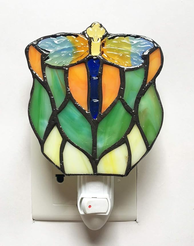 Tiffany Multicolored Glass Dragonfly Night Light HMJ7003 Lamp
