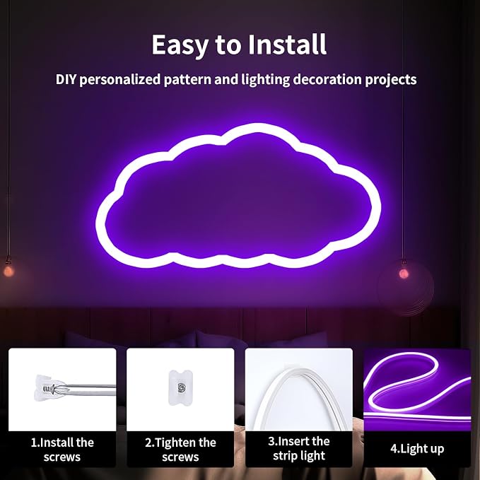 iNextStation Purple LED Light Strip 16.4FT LED Rope Light (with DC12V Plug) | IP65 Waterproof Flexible Silicone Neon LED Lights with Dimmer, 0.98Inch Cuttable LED Lights Strip for DIY, Home, Party Decor