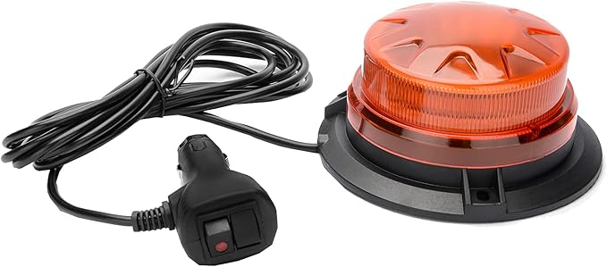 Amber Yellow Led Emergency Strobe Beacon Lights for Car 12V 24V 24-LEDs | Magnetic Mount, 8 Flash Model, Warning Safety Flashing, Rooftop Signal Lamp for Forklife Construction Truck Tractor Golf SUV