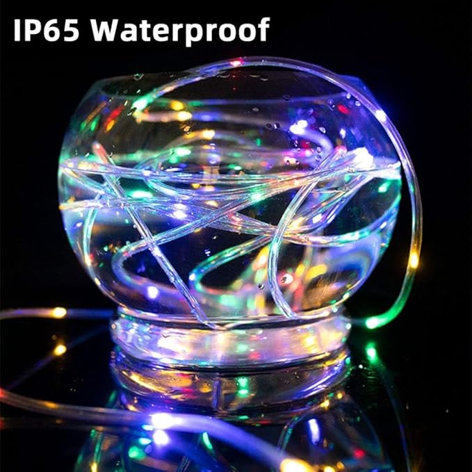 Solar Rope Lights, 66 Feet 200 LED 8 Modes Solar Rope String Lights Outdoor Fairy Lights Rope Waterproof Tube Lights with Solar Panel for Outdoor Indoor Home Decoration Garden Patio Parties
