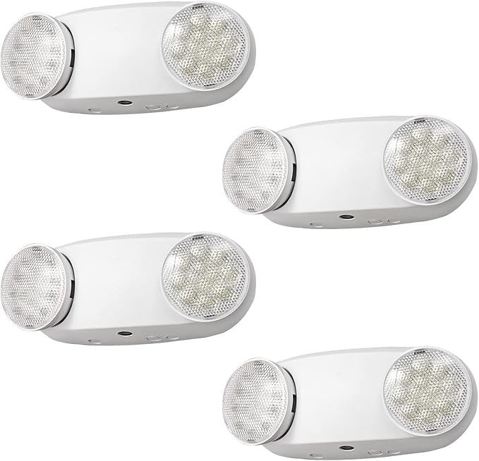 GZRUIYANG Emergency Lights with Battery Backup, 4 Pack Emergency Light, LED Commercial Emergency Lights, UL Listed, AC 120/277V, Hardwired Emergency Exit Light Fixtures for Business - (White)
