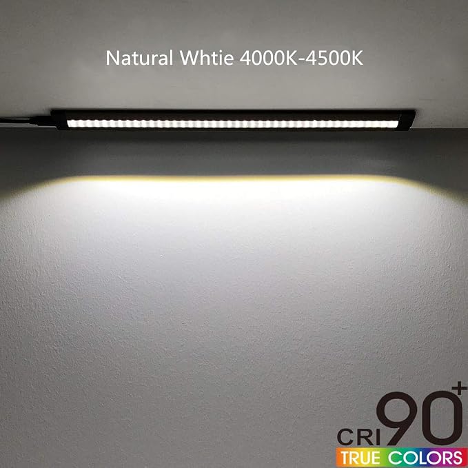 inShareplus 13inch LED Under Cabinet Lighting, Dimmable Light, Warm White 4500K, CRI90+, 450Lumens, DC 12V Ultra Thin Under Counter Kitchen Lights for Kitchen, Shelf, Cupboard, Black, 1 Pack
